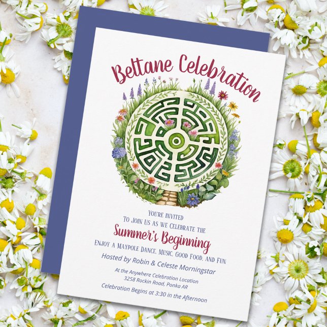 Beltane Celtic Garden Labyrinth Sabbat Party Invitation (Beltane Celtic Garden Labyrinth Sabbat Party Invitation by the Pagan Holidays shop)