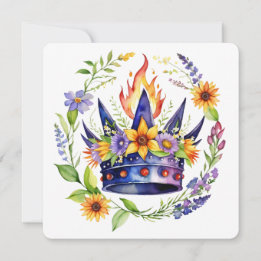 Beltane Fire Crown Summer Floral Sabbat Holiday Card