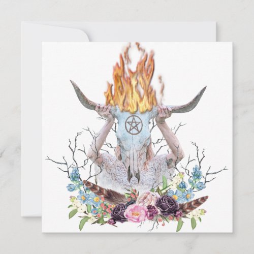 Beltane Fire Forest Ritual Scene May Day Card