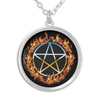 Beltane Fire Pentacle Silver Plated Necklace