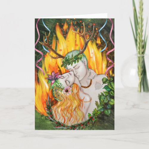 Beltane God  Goddess Wicca Holiday Card