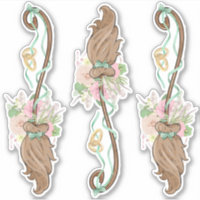 Beltane Handfasting Watercolor Floral Broom Sticker