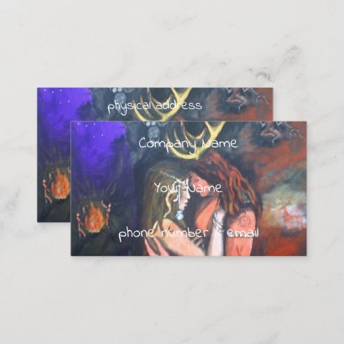 Beltane horned God and Goddess Business Card