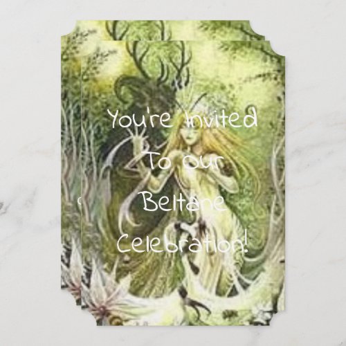 Beltane horned God and Goddess Invitation