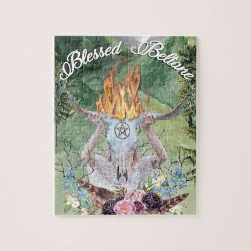 Beltane Sabbat Fire Ritual Scene Wiccan Jigsaw Puzzle