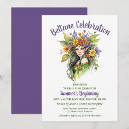 Beltane Summer Fairy Floral Sabbat Party Invitation
