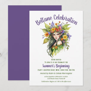 Beltane Summer Fairy Floral Sabbat Party Invitation