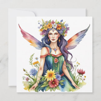 Beltane Summer Fairy Floral Wicca Sabbat  Holiday Card