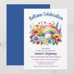 Beltane Summer Floral Rainbow Sabbat Party Invitation