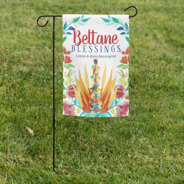 Beltane Summer Flowers Fire Maypole Wiccan Sabbat Garden Flag (In SItu)