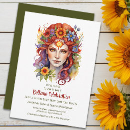 Beltane Summer Goddess Floral Sabbat Party Invitation