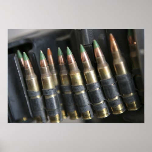 Belted bullets for an M_249 squad automatic wea Poster