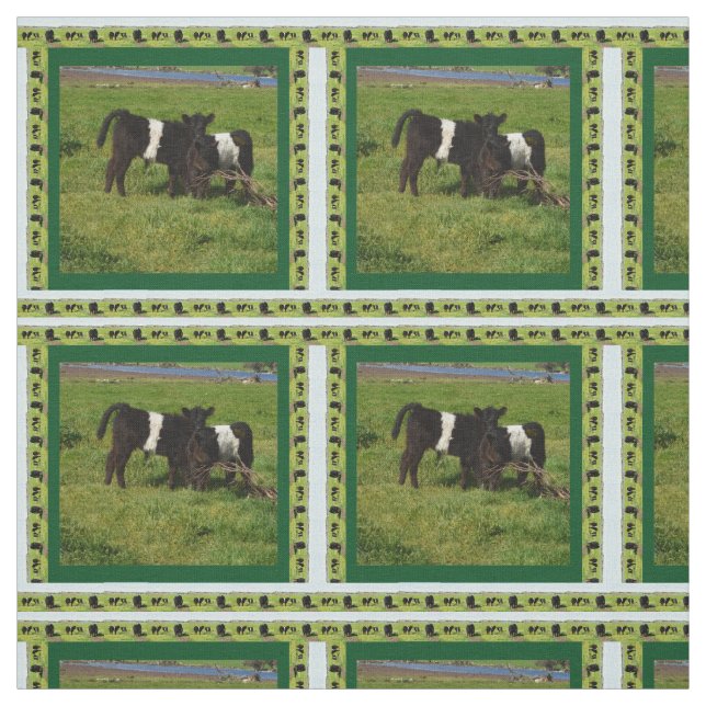 Belted Galloway Calves In The Country, Fabric (Swatch)