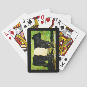 Belted Galloway Cattle Cute Beltie Cow Watercolour Poker Cards