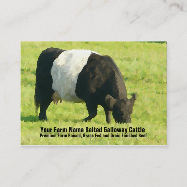 Belted Galloway Cattle Farm or Ranch Supply Business Card (Front)