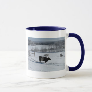 Belted Galloway Cow in a Beautiful Snowy Landscape Mug