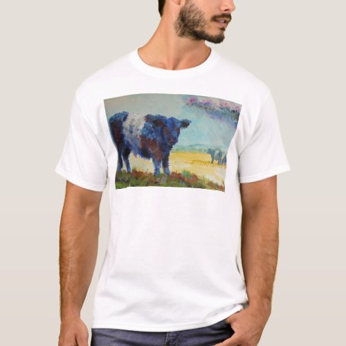 Belted galloway cow on dartmoor painting T_Shirt