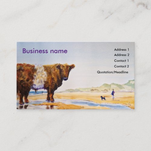 Belted Galloway Cow Painting Business Cards