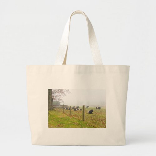 Belted Galloway Cows in Rockport Maine Large Tote Bag