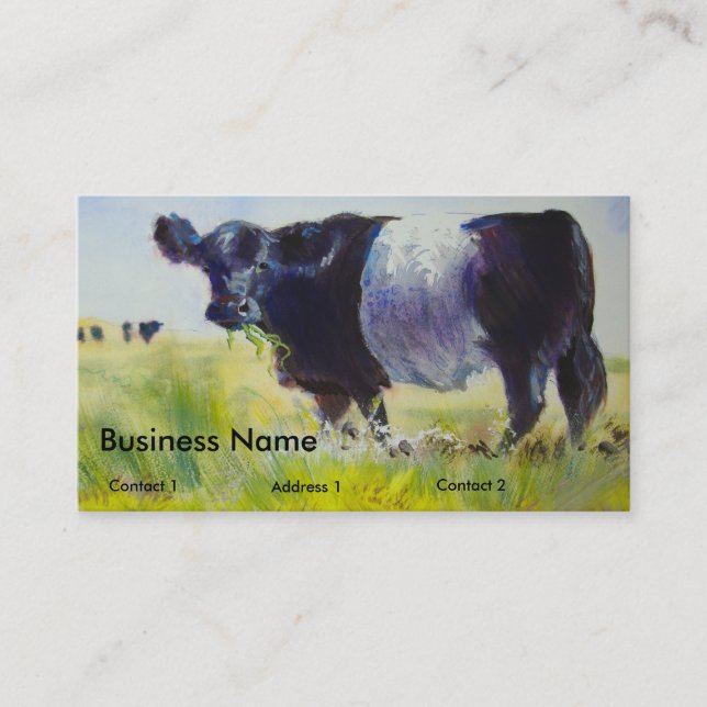 Belted Galloway Cows Painting Business Cards (Front)