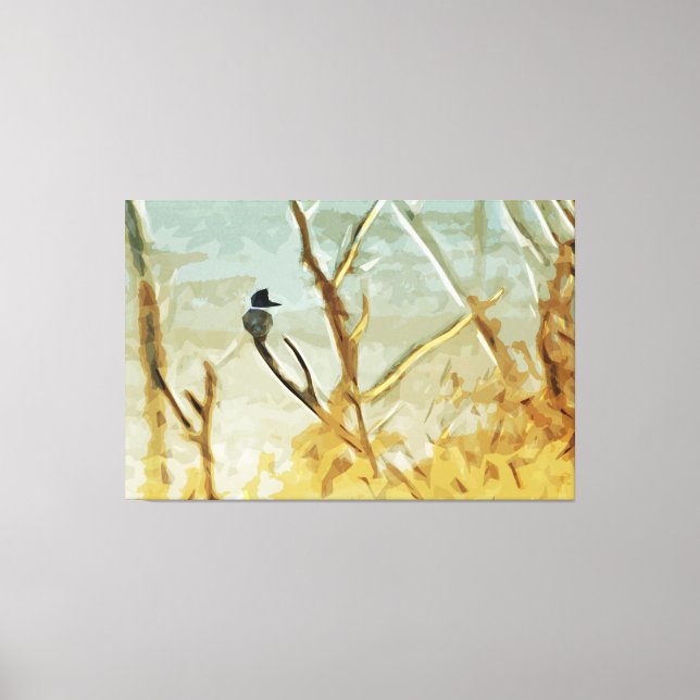 Belted Kingfisher at Rivers Edge Abstract Canvas Print (Front)