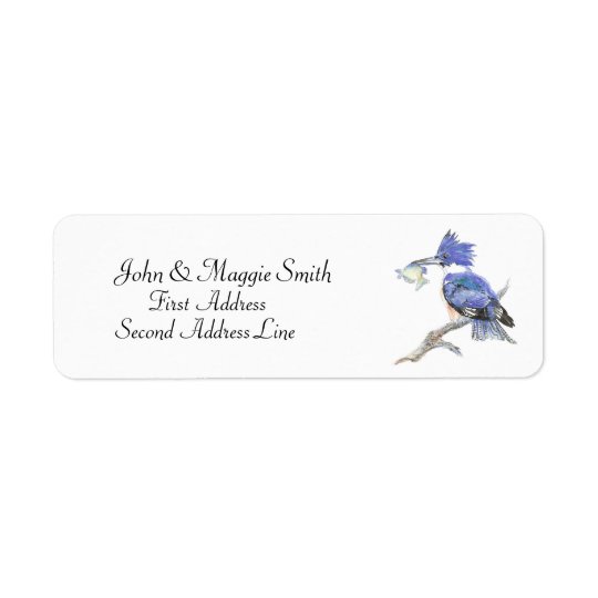 Belted Kingfisher Bird, Nature Address Label