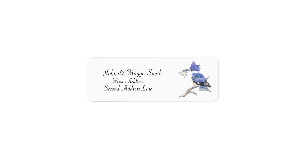 Belted Kingfisher Bird, Nature Address Label Zazzle