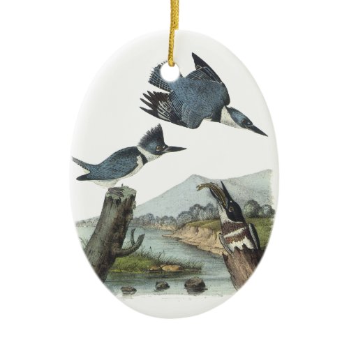 Belted Kingfisher, John Audubon Ceramic Ornament