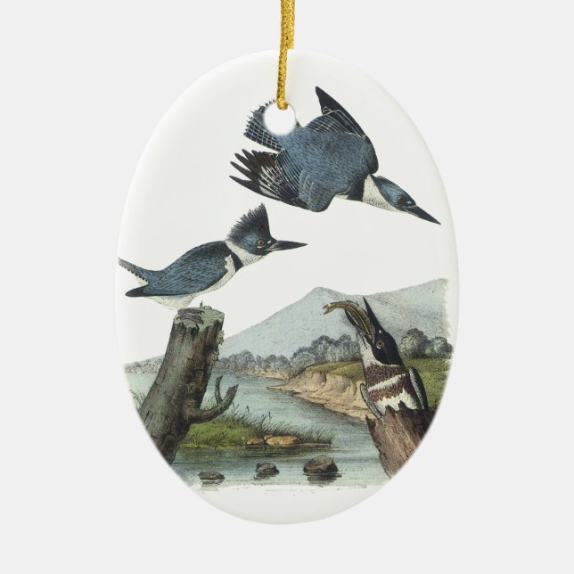 Belted Kingfisher, John Audubon Ceramic Ornament (Front)