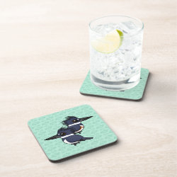 Belted Kingfisher Pair Beverage Coaster