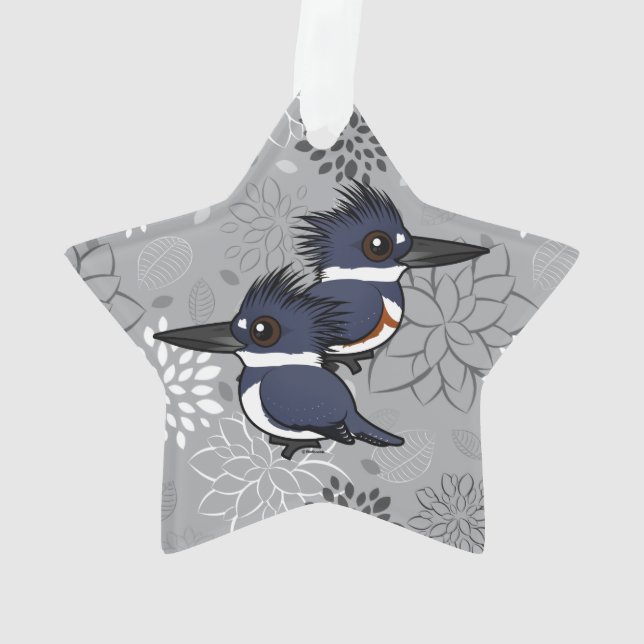 Belted Kingfisher pair Ornament (Back)