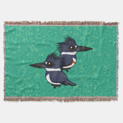 Belted Kingfisher Pair Throw Blanket