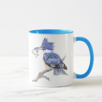 Belted Kingfisher - With Fish - Bird Collection Mug by countrymousestudio at Zazzle