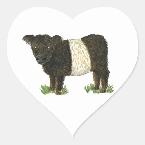 Beltie Belted Galloway Heart Sticker