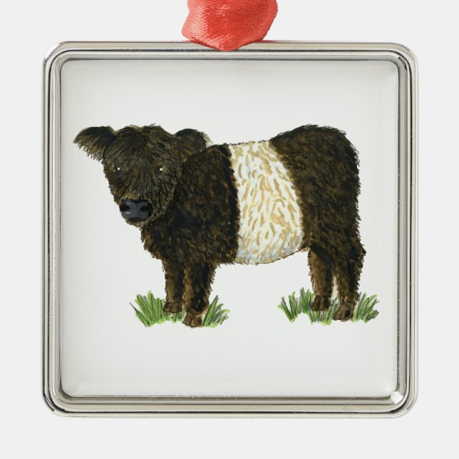 'Beltie' Belted Galloway Metal Ornament (Front)