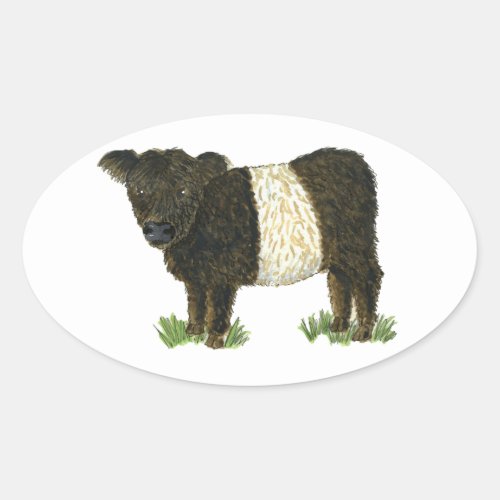 Beltie Belted Galloway Oval Sticker