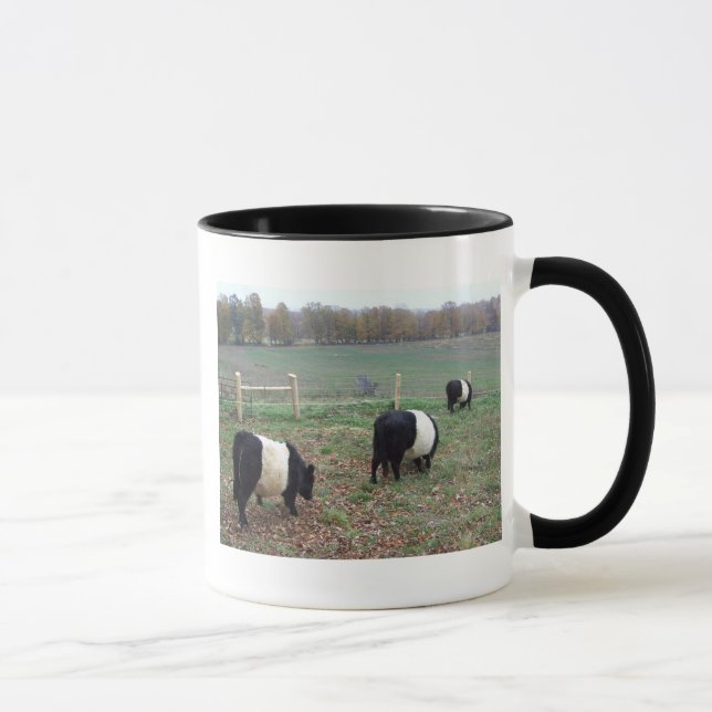 Beltie Cow Herd Along a Trail Landscape Galloways Mug (Right)