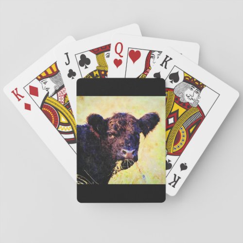 Beltie Cow Watercolor Painting Belted Galloway Art Poker Cards