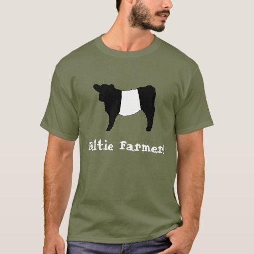 Beltie Farmer Belted Galloway Steer Cow Cattle T_Shirt