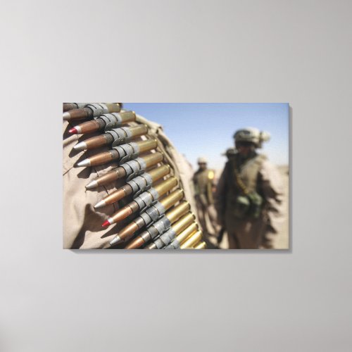 Belts of 50_caliber ammunition canvas print