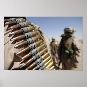 Belts of 50-caliber ammunition poster
