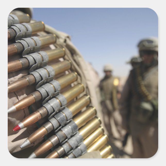 Belts of 50-caliber ammunition square sticker (Front)