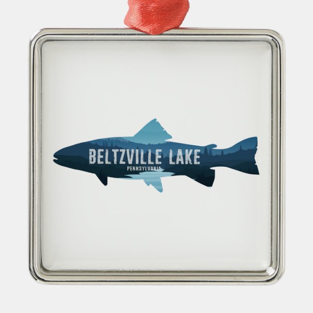 Beltzville Lake Pennsylvania Fish Metal Ornament (Front)