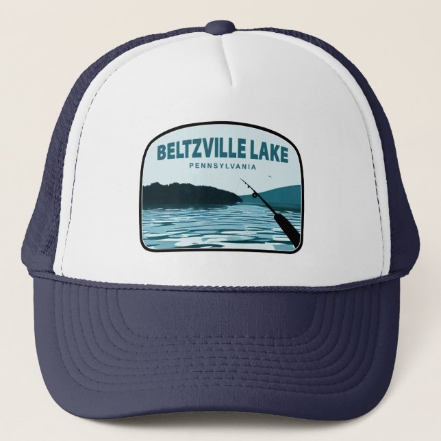 Beltzville Lake Pennsylvania Fishing Rod Trucker Hat (Front)