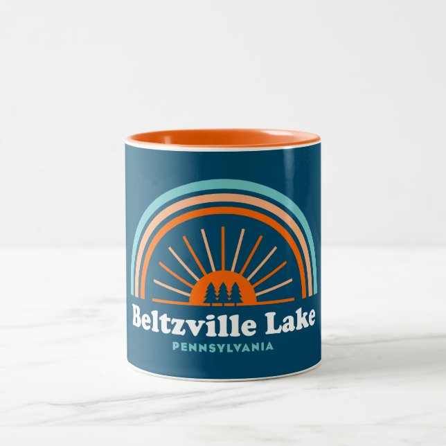 Beltzville Lake Pennsylvania Rainbow Two-Tone Coffee Mug (Center)