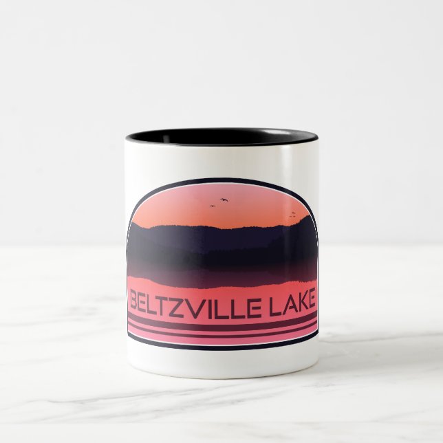 Beltzville Lake Pennsylvania Red Sunrise Two-Tone Coffee Mug (Center)