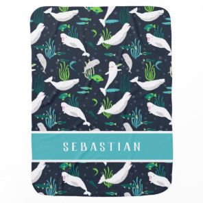 Beluga Add Your Name Blue Baby Blanket