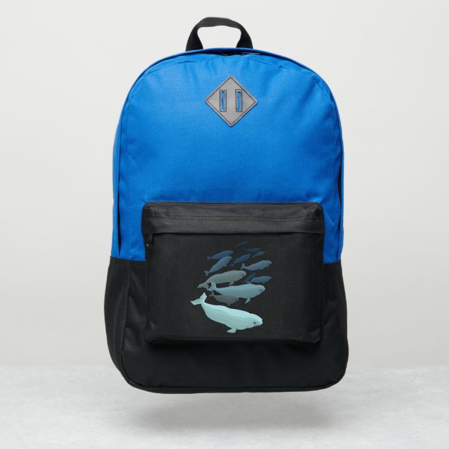 Beluga Backpack Beluga Whale School Bags Customize (Front)