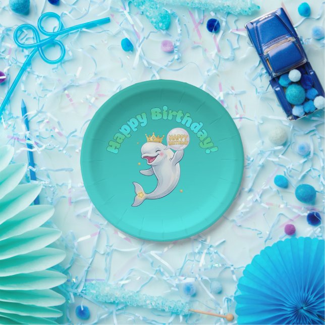 Beluga Boo Happy Birthday 7" Paper Plate (Party)