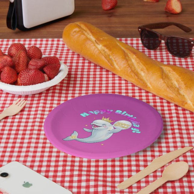 Beluga Boo Happy Birthday Party Plate (Picnic)